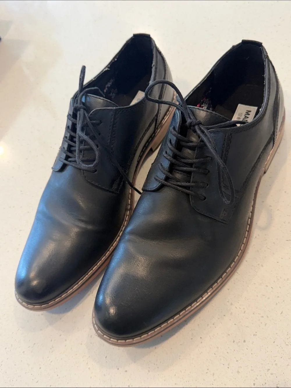Steve Madden Black Leather Lace-Up Derby Shoes